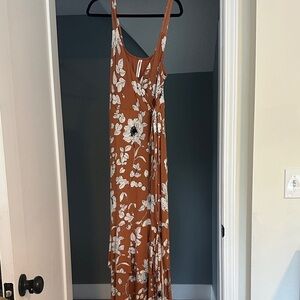 Anthropologie Floral Maxi Dress - Brown and White